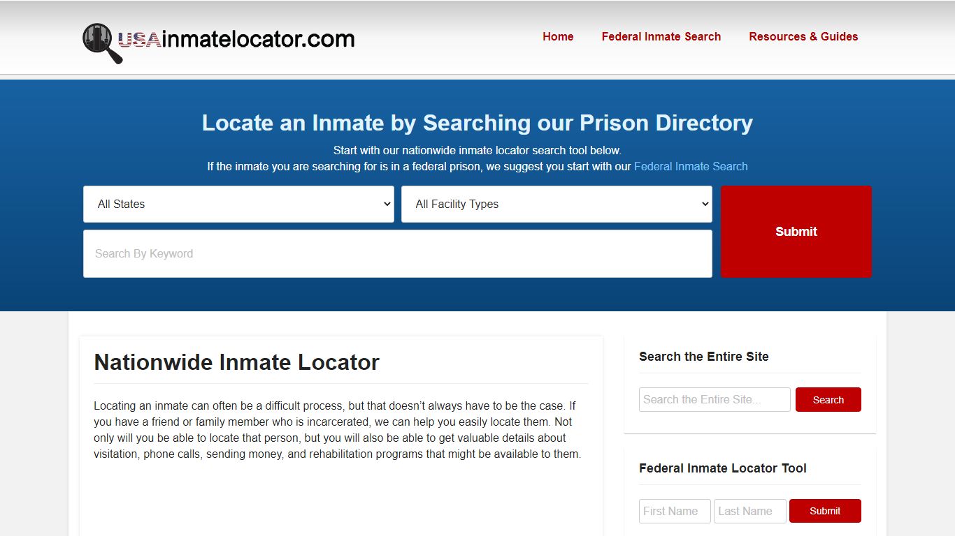 Nationwide Inmate Locator - USA Inmate Locator
